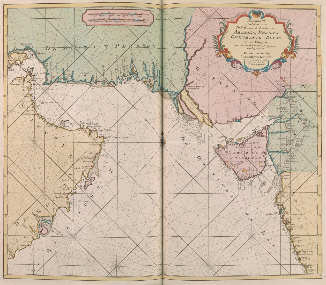 Mapa da Arábia, Pérsia, Gijarat e Decca de Johannes II Van Keulen