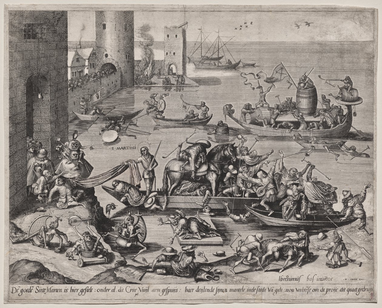Saint Martin com seu cavalo em um navio de Johannes I van Doetecum (d. 1605)