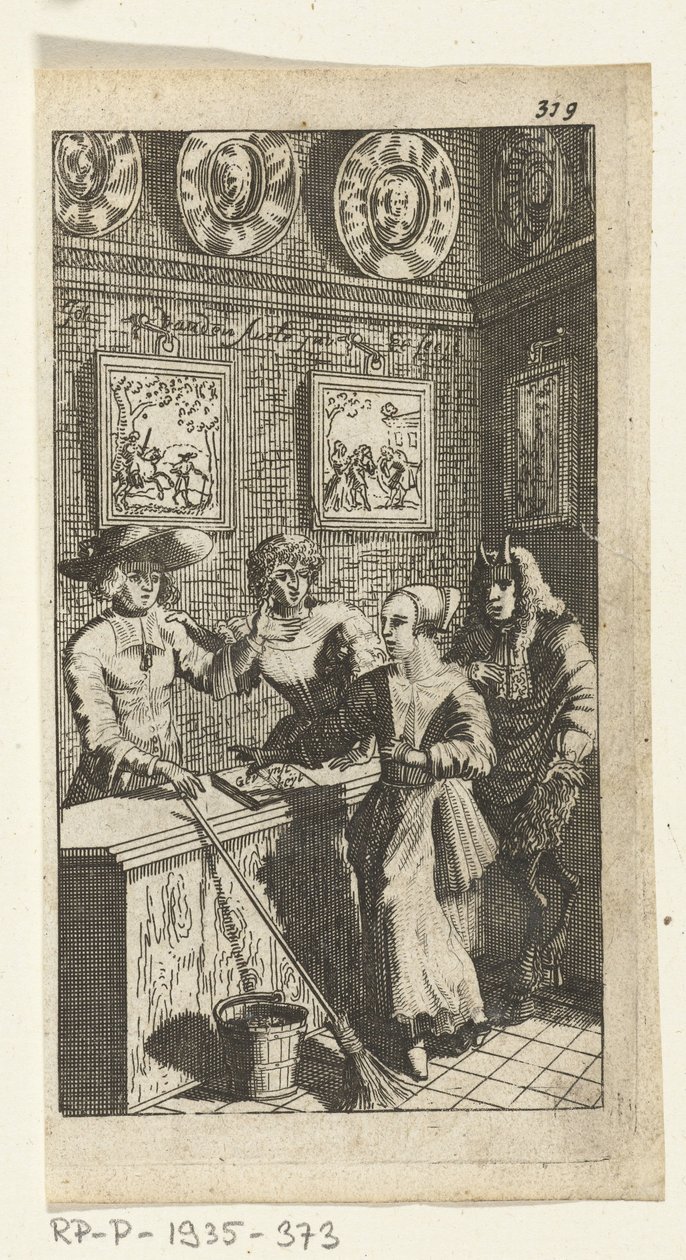 O diabo fingido Ilustração do livro para Simon de Vries, Seven Duyvelen governando e servindo o Hedendaeghsche Dienstmaegden, Amsterdã, 1682 de Johannes Jacobsz van den Aveele