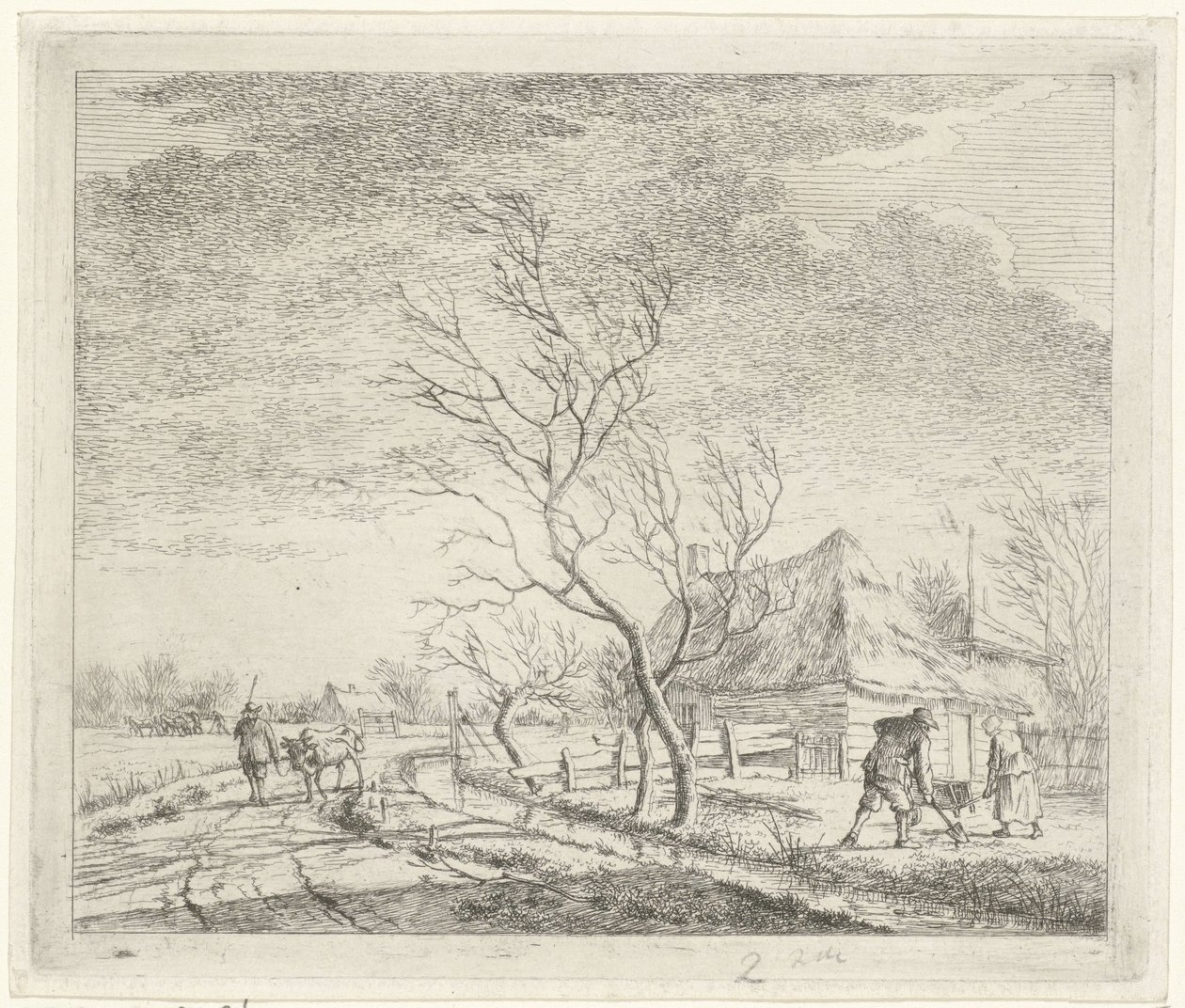 Paisagem com fazenda e campo Marchar Os Doze Meses (título da série) Os Desenhos coloridos dos 12 Meses (...) (título da série) de Johannes Janson