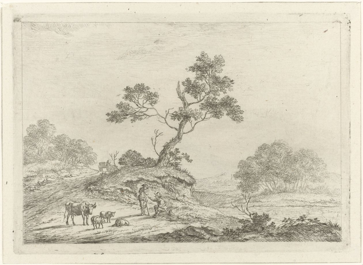 Paisagem com pastores em conversa de Johannes Janson