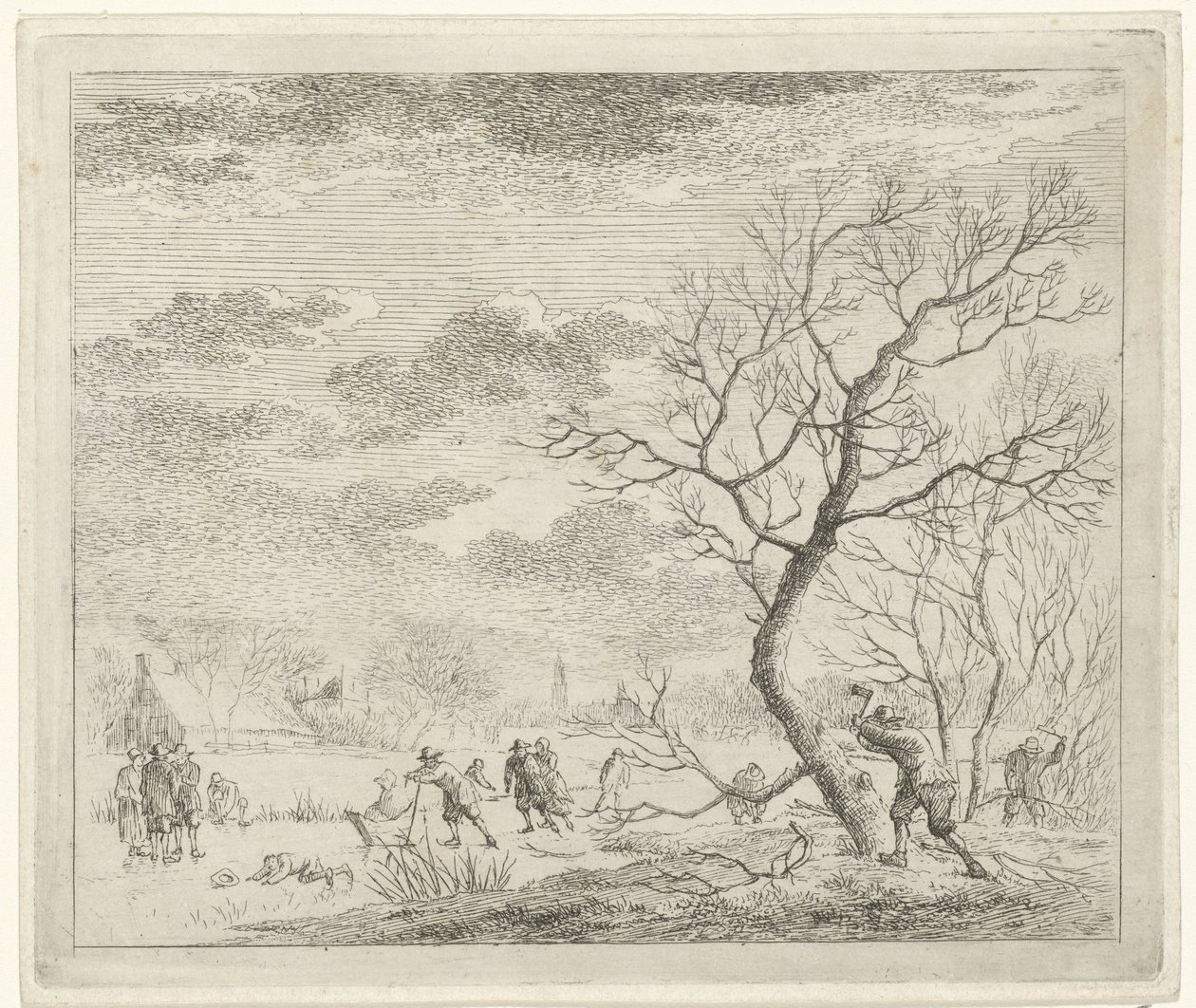 Paisagem de inverno com patinadores Janeiro Os Doze Meses (título da série) Os desenhos coloridos dos 12 meses (...) (título da série) de Johannes Janson