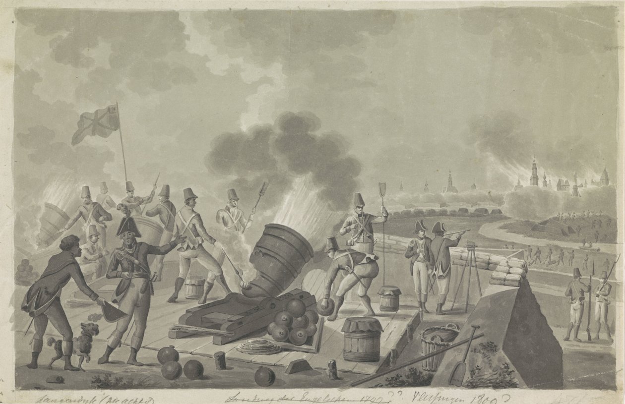 Bombardeamento de Flushing pelos britânicos, 1809 de Johannes Jelgerhuis (possibly)