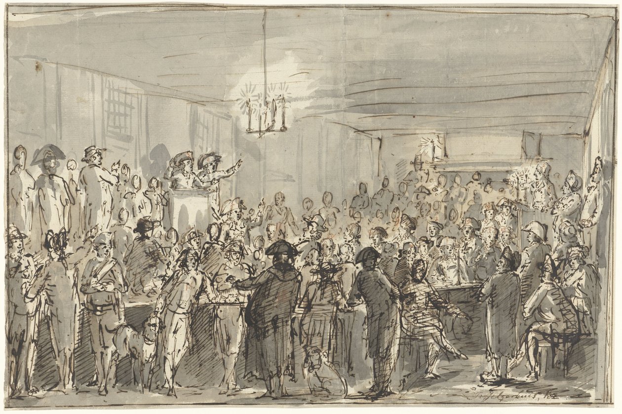 Uma assembleia revolucionária em Delft, em 1795 de Johannes Jelgerhuis