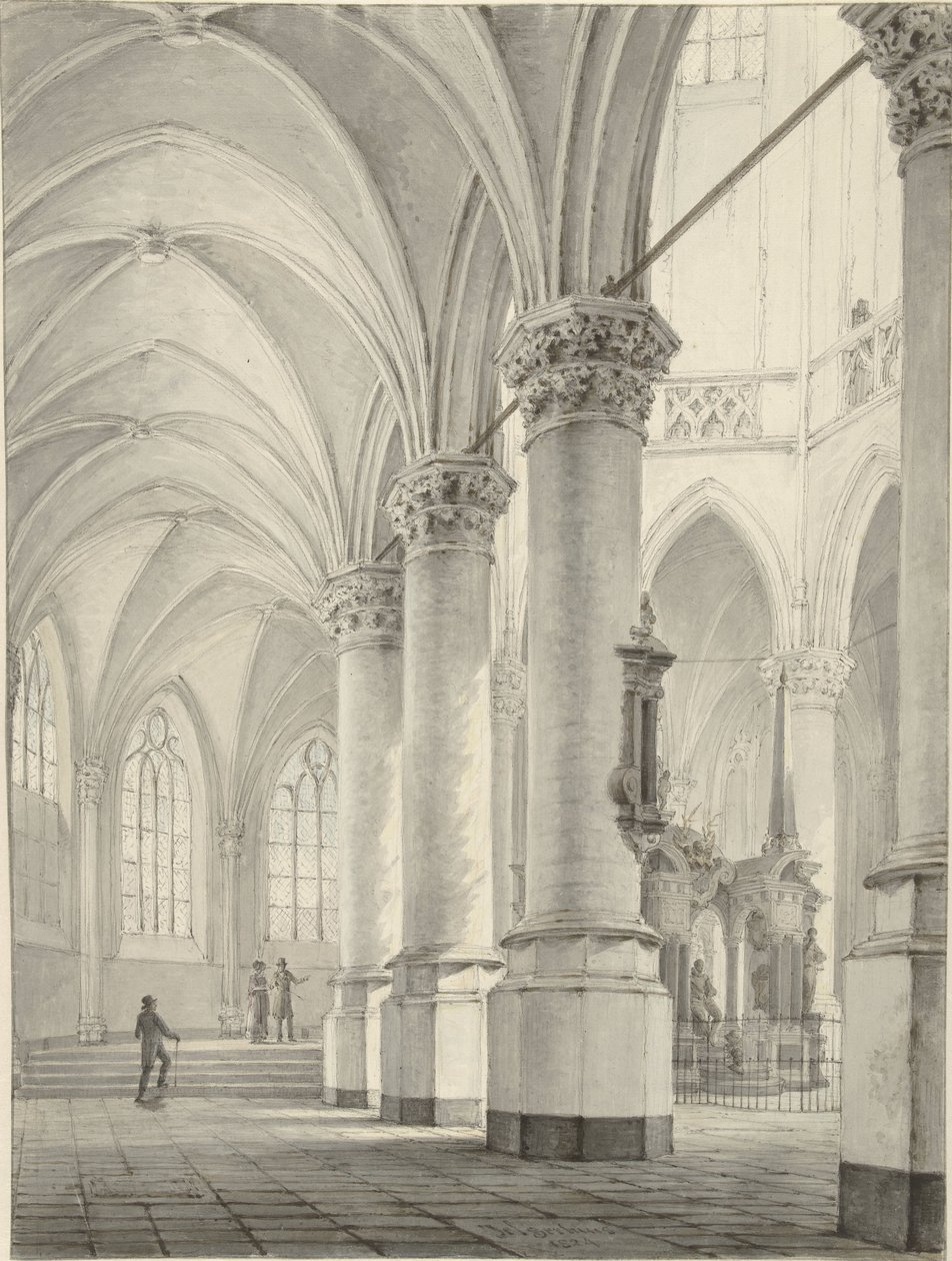 Interior da nova igreja em Delft de Johannes Jelgerhuis