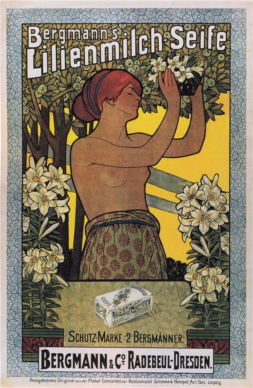 Sabão Lilienmilch de Bergmann, 1896 de Johannes Joseph Vincenz Cissarz