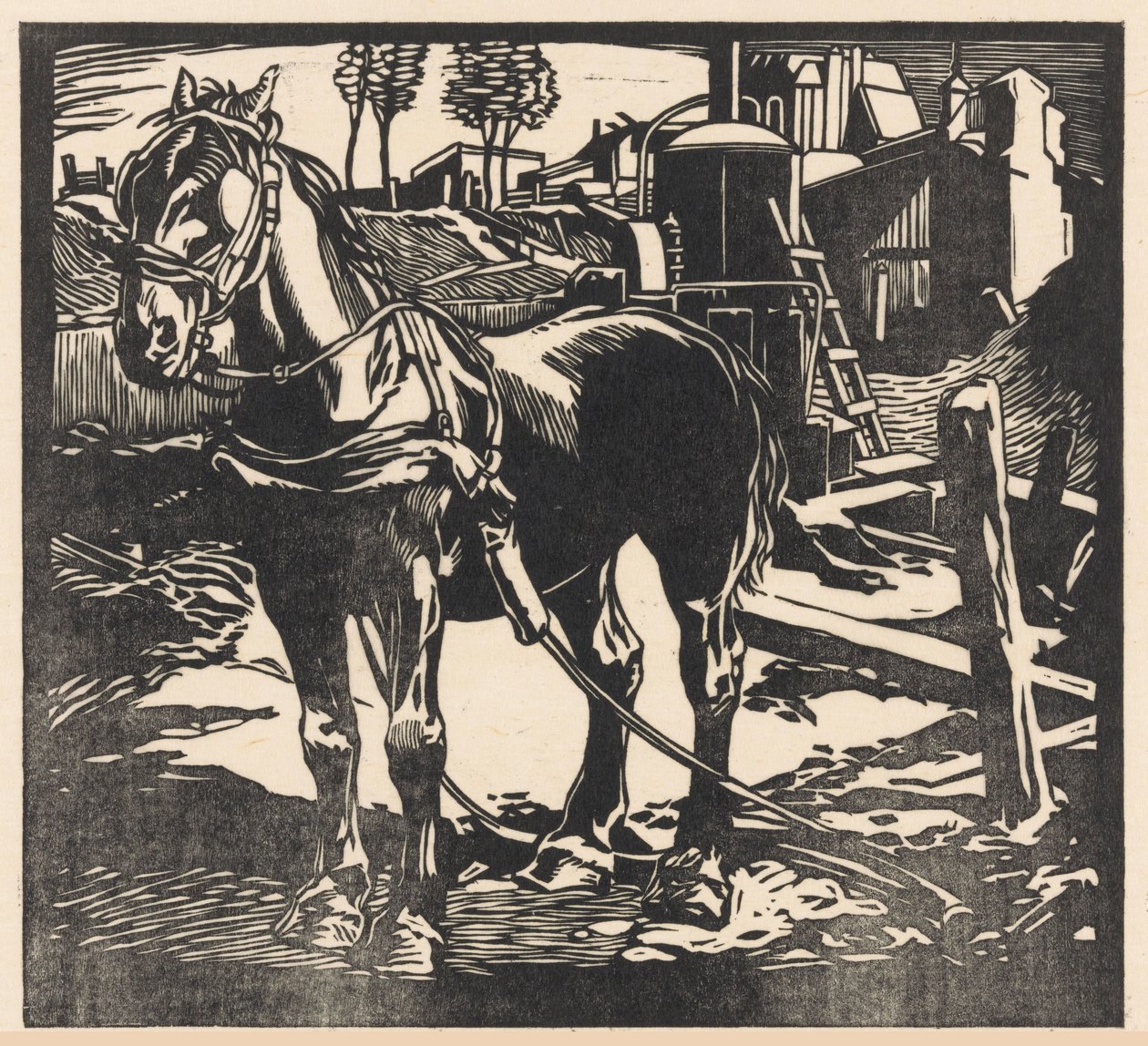 Cavalo de carroça tensionado de Johannes Josephus Aarts (signed by artist)