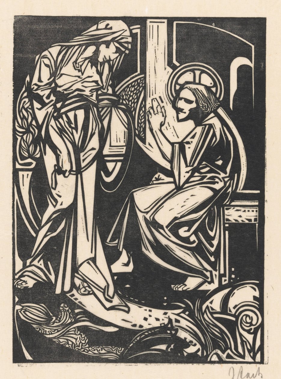 Cristo e a mulher samaritana de Johannes Josephus Aarts (signed by artist)