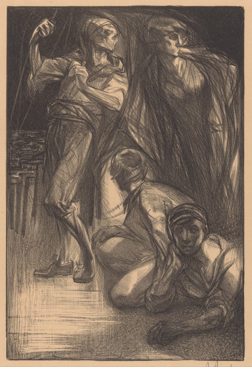 Morte com dois homens e uma mulher de Johannes Josephus Aarts (signed by artist)