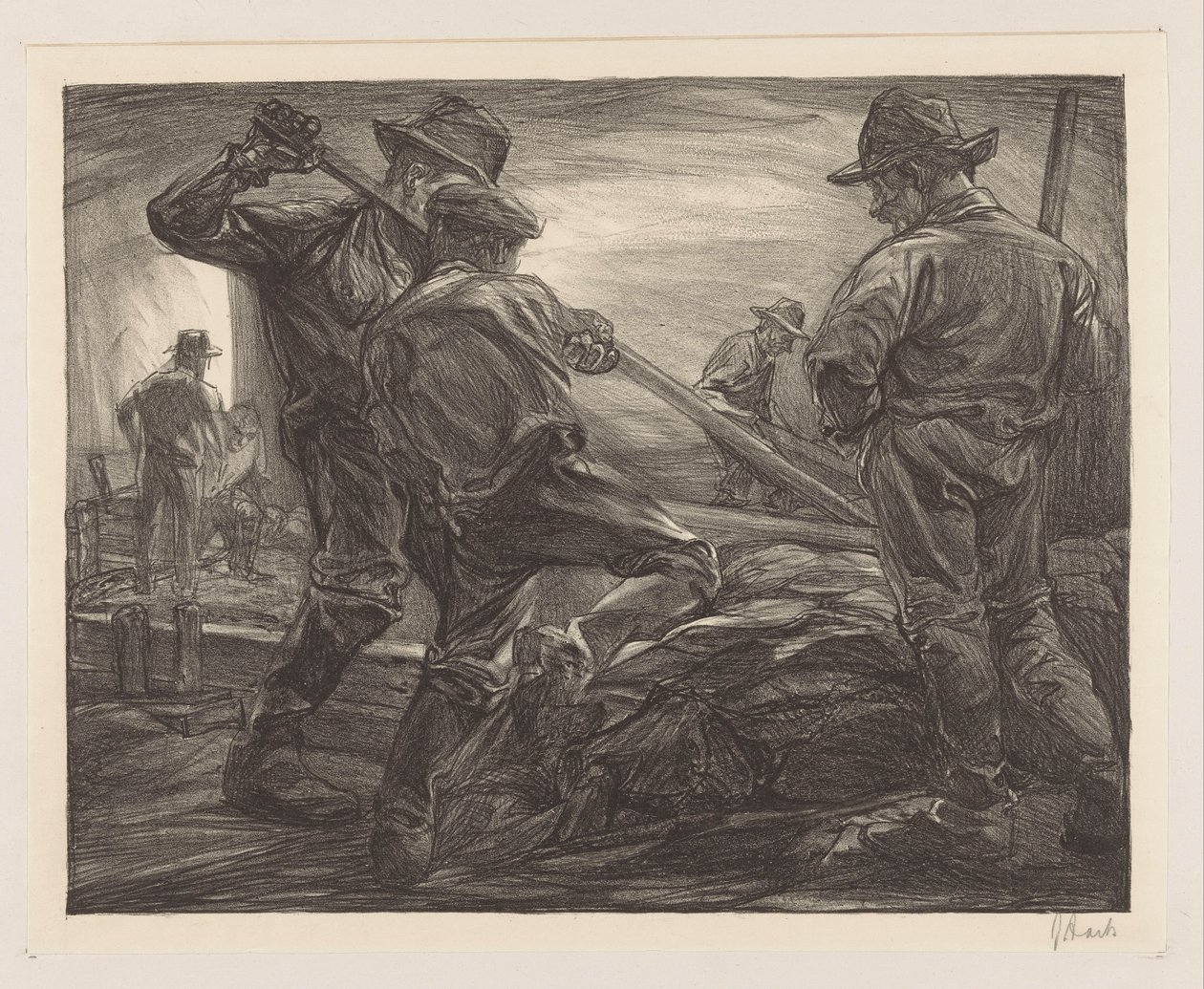 trabalhadores de diques de Johannes Josephus Aarts (signed by artist)