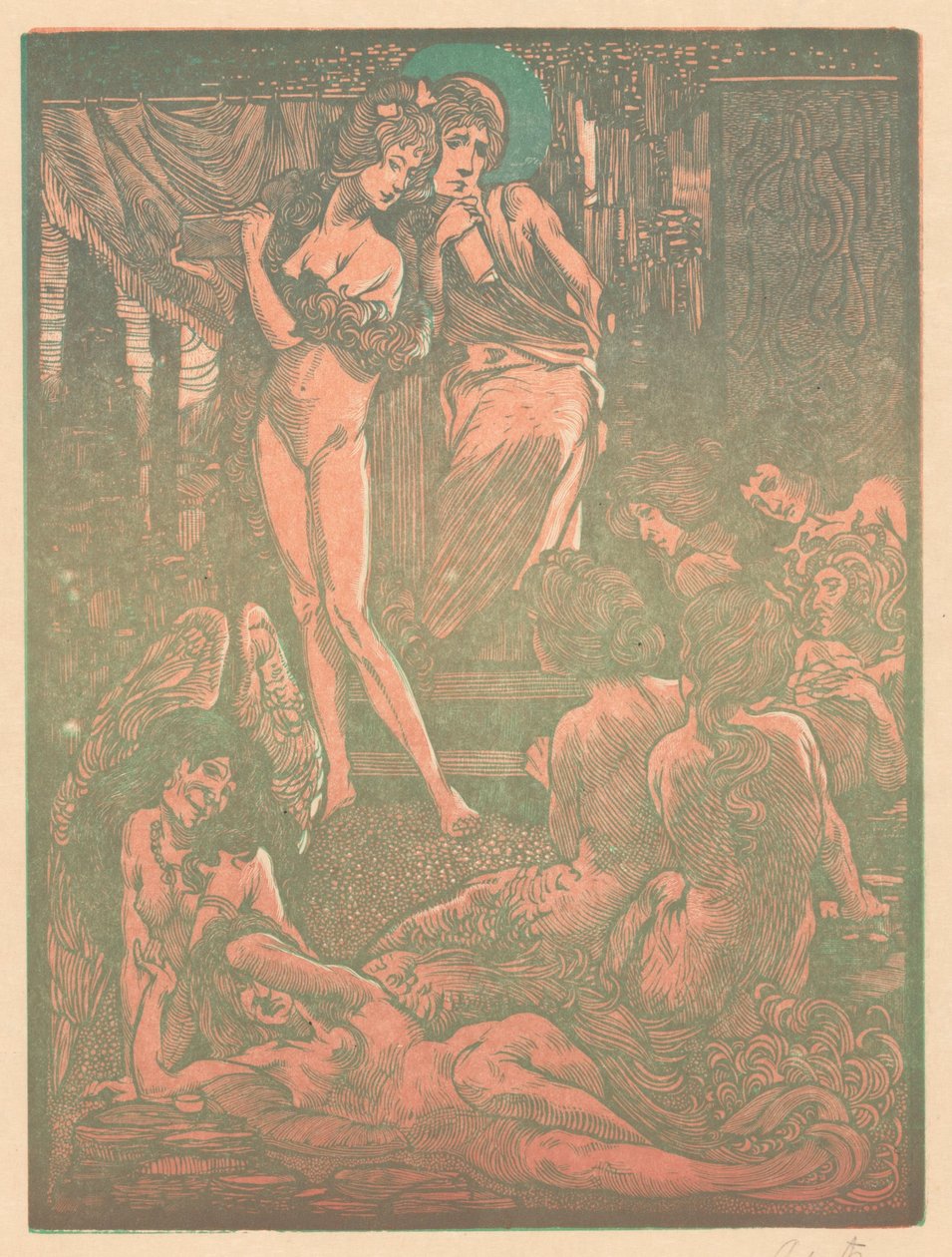 Nove figuras femininas fantásticas de Johannes Josephus Aarts (signed by artist)