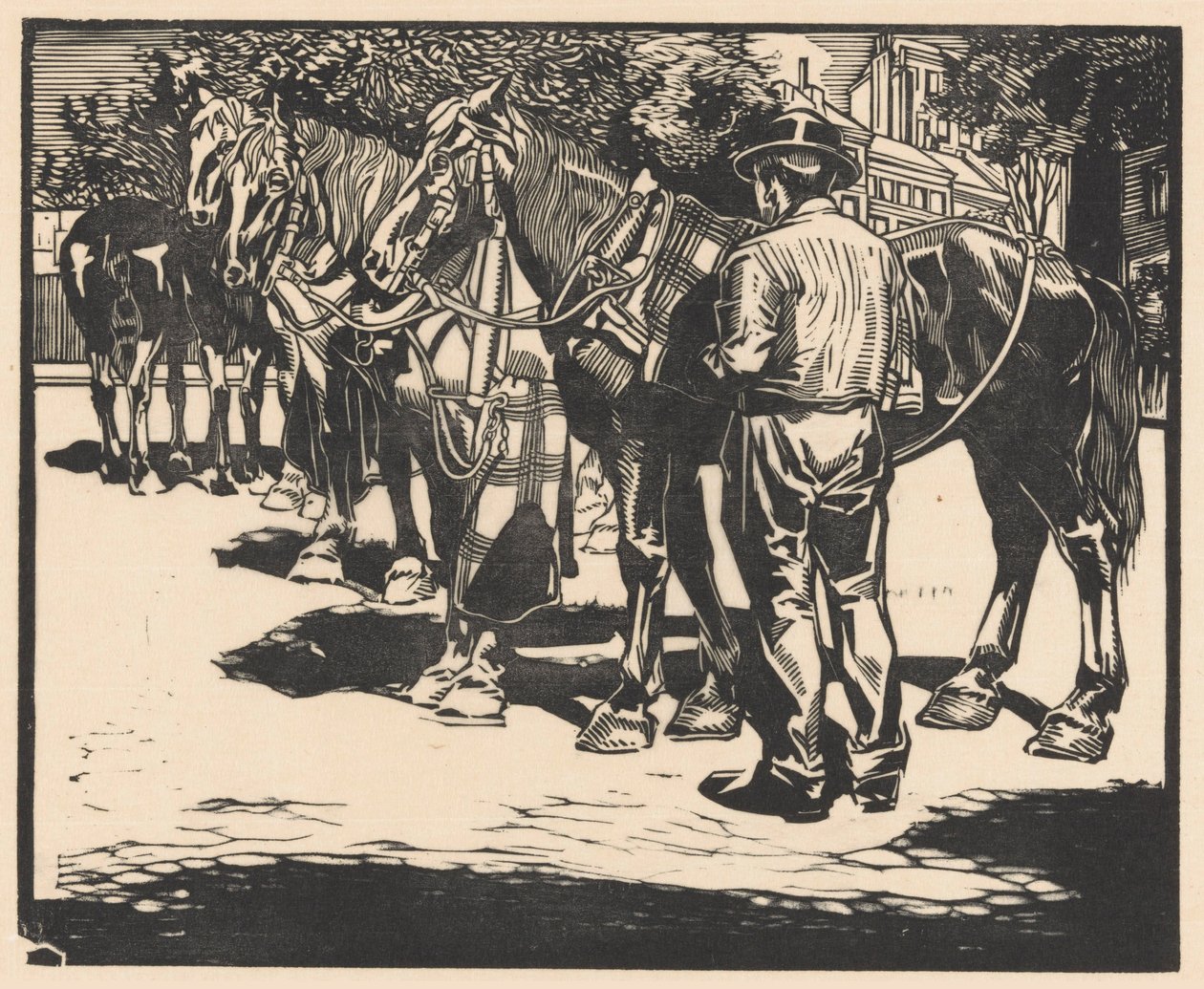 Montar cavalos numa praça de Johannes Josephus Aarts (signed by artist)