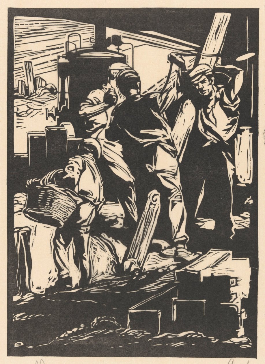 Quatro trabalhadores do dique de Johannes Josephus Aarts (signed by artist)