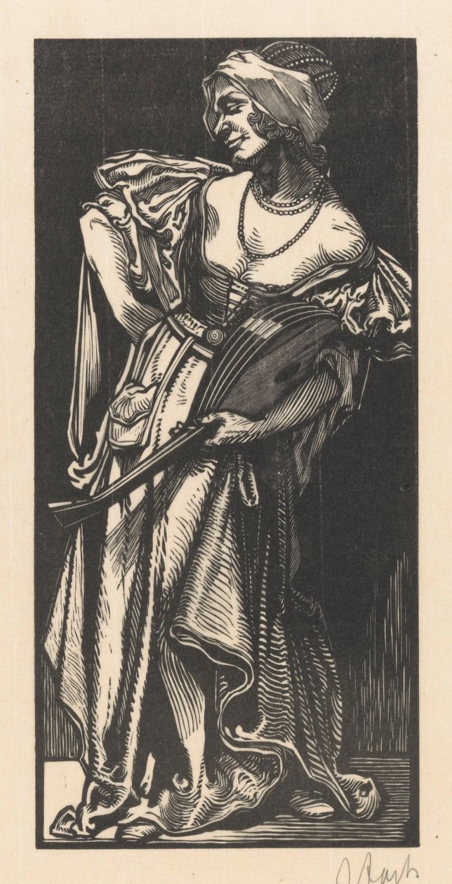 Mulher com alaúde de Johannes Josephus Aarts (signed by artist)