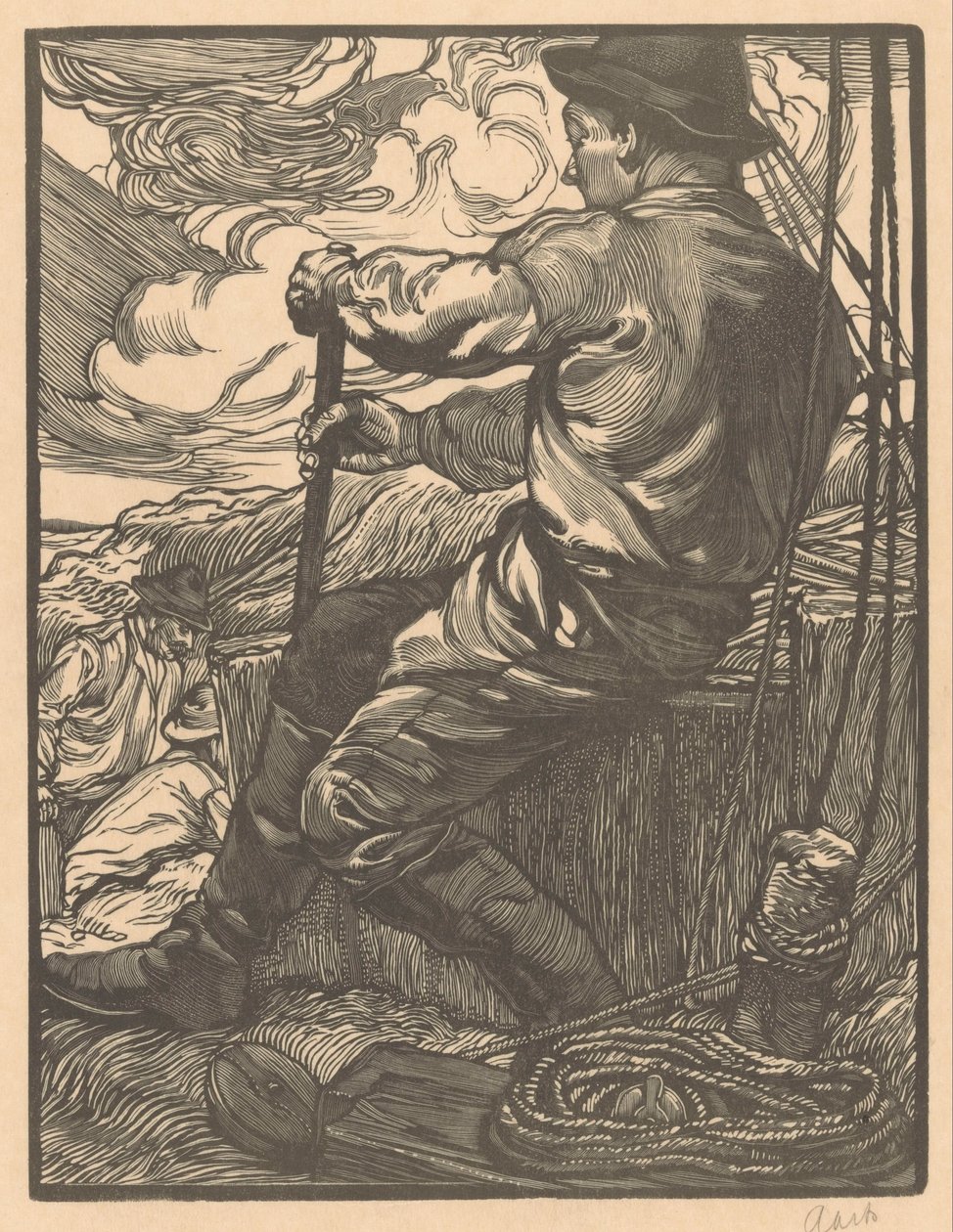 Trabalhador curioso de Johannes Josephus Aarts (signed by artist)