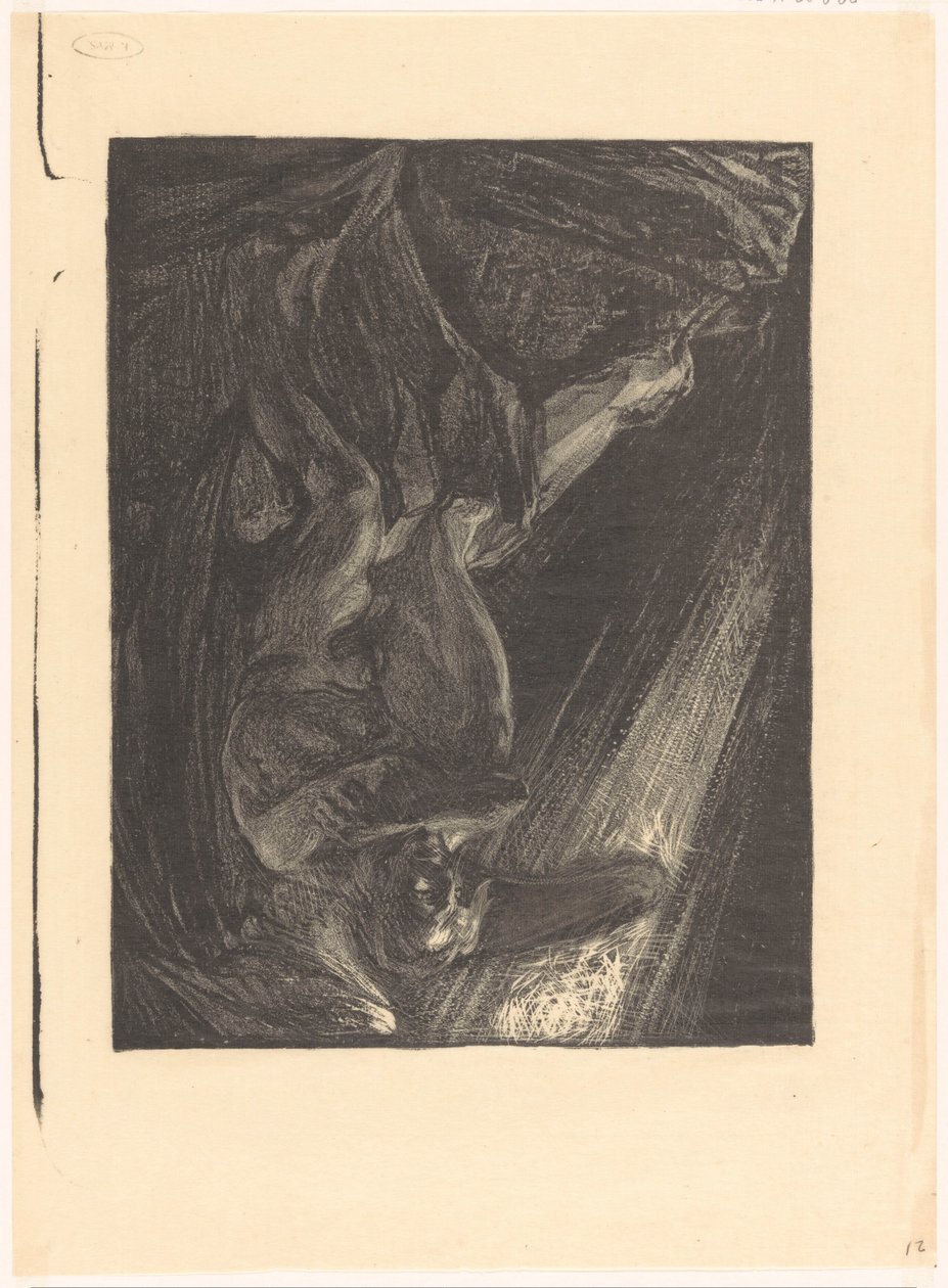 Anjo caído sentado em uma pedra de Johannes Josephus Aarts
