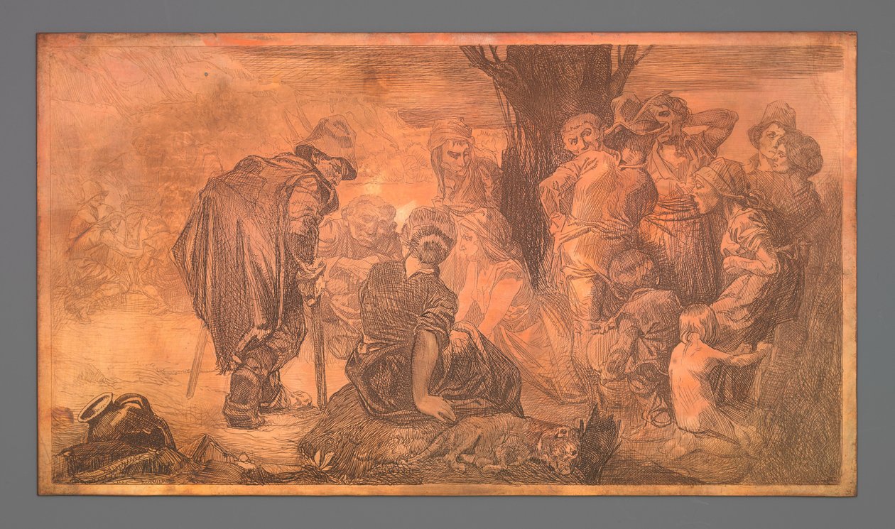Grupo de homens e mulheres perto da árvore de Johannes Josephus Aarts