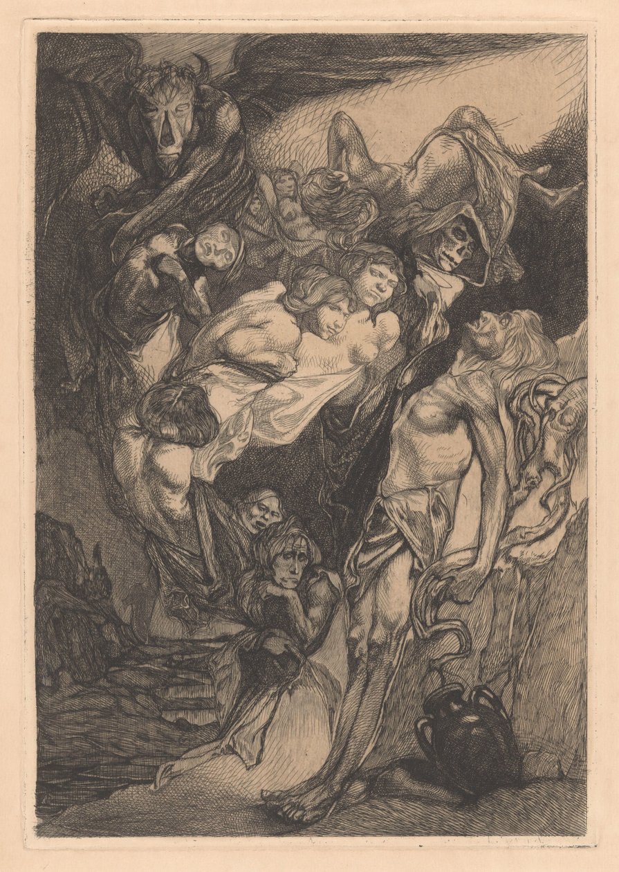Homem seminu com monstros e criaturas de fantasia de Johannes Josephus Aarts