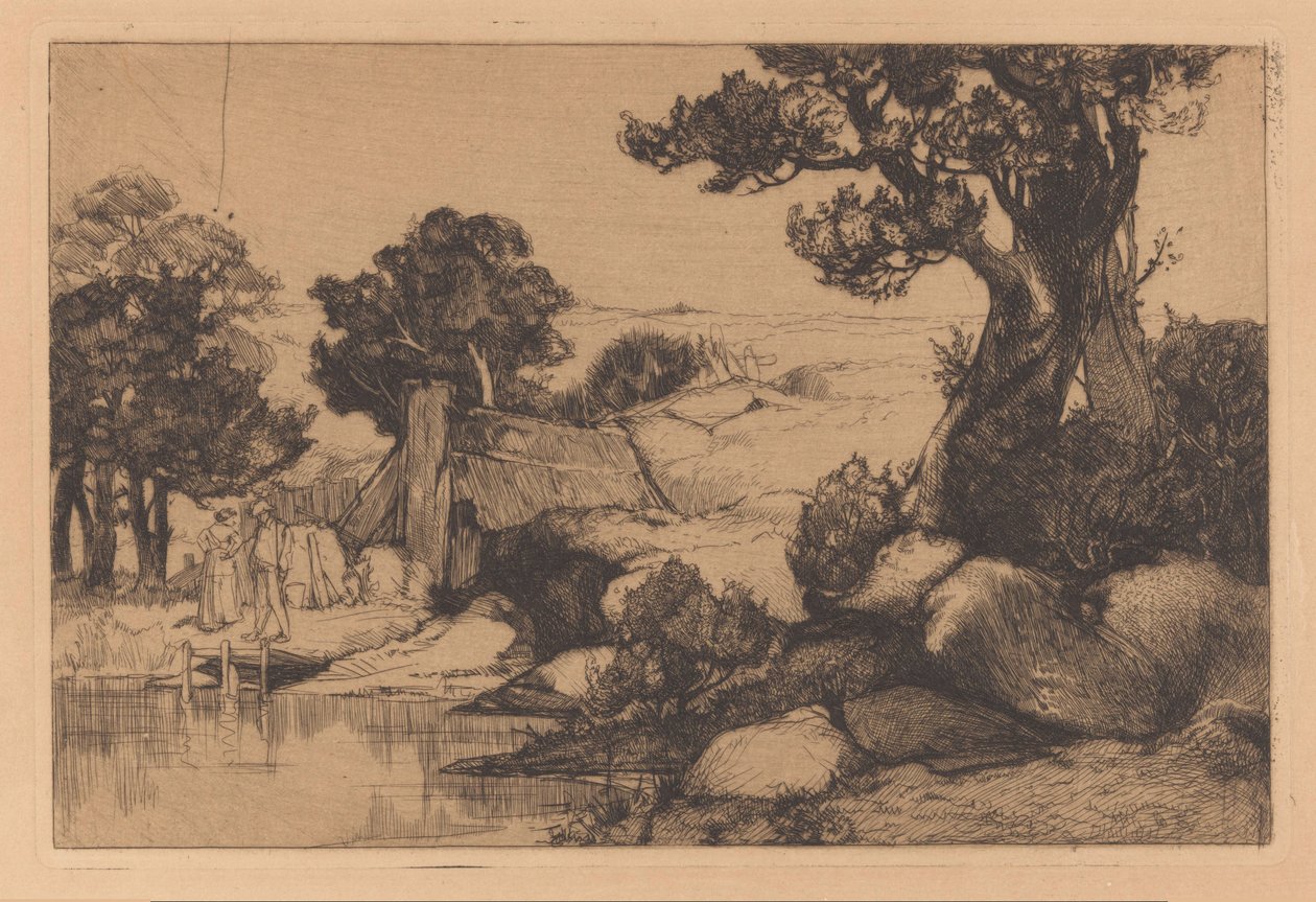 Paisagem com homem e mulher na margem de Johannes Josephus Aarts