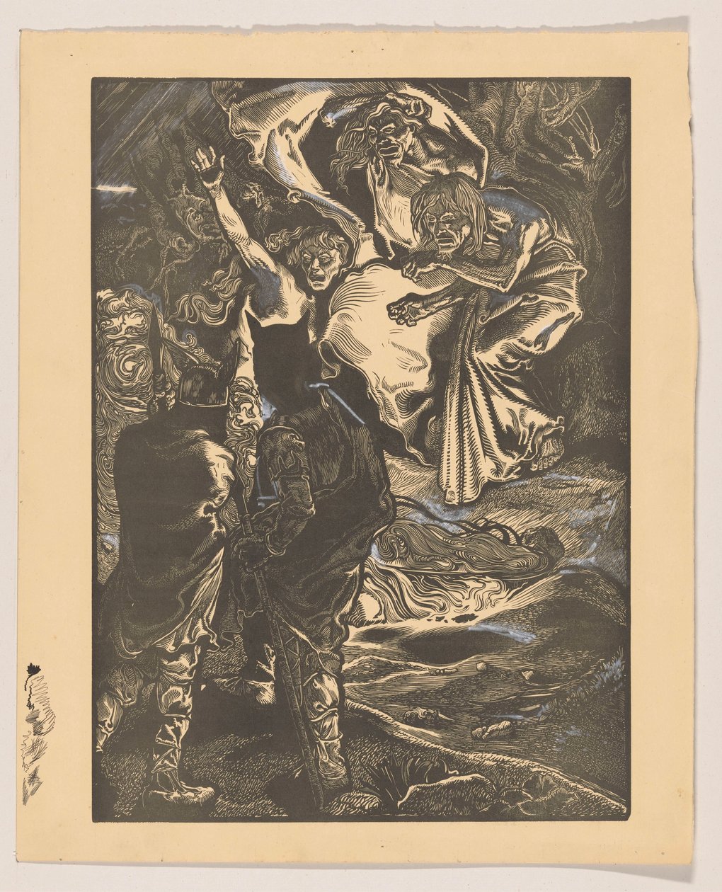 Macbeth e Banquo conhecem as três bruxas de Johannes Josephus Aarts