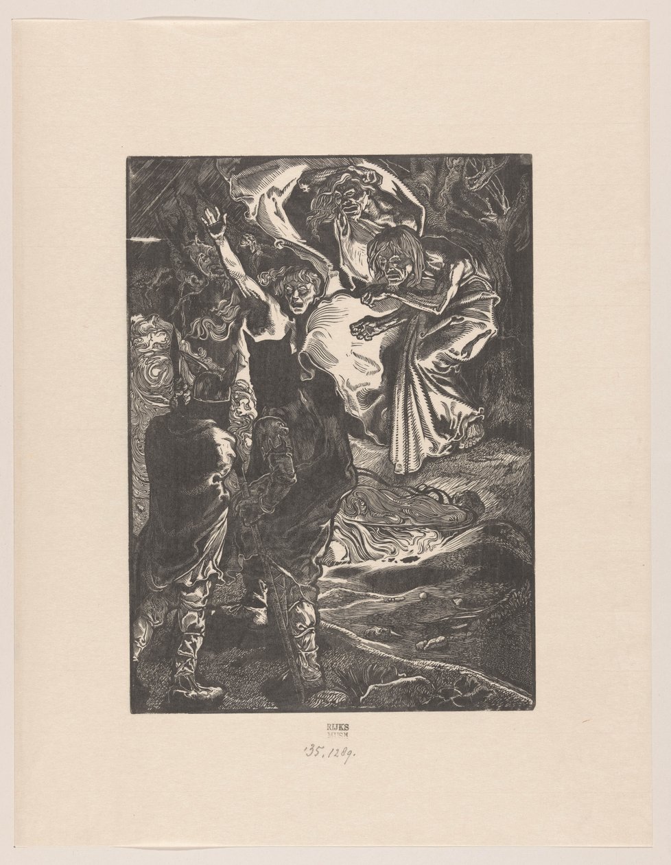 Macbeth e Banquo encontram-se com as três bruxas de Johannes Josephus Aarts