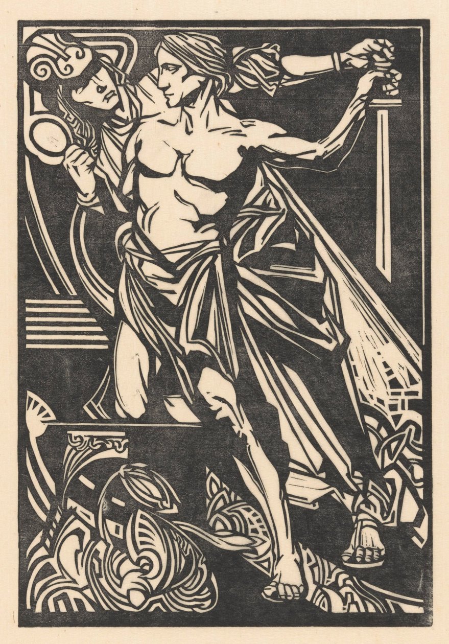 Homem e mulher com espada e espelho de Johannes Josephus Aarts