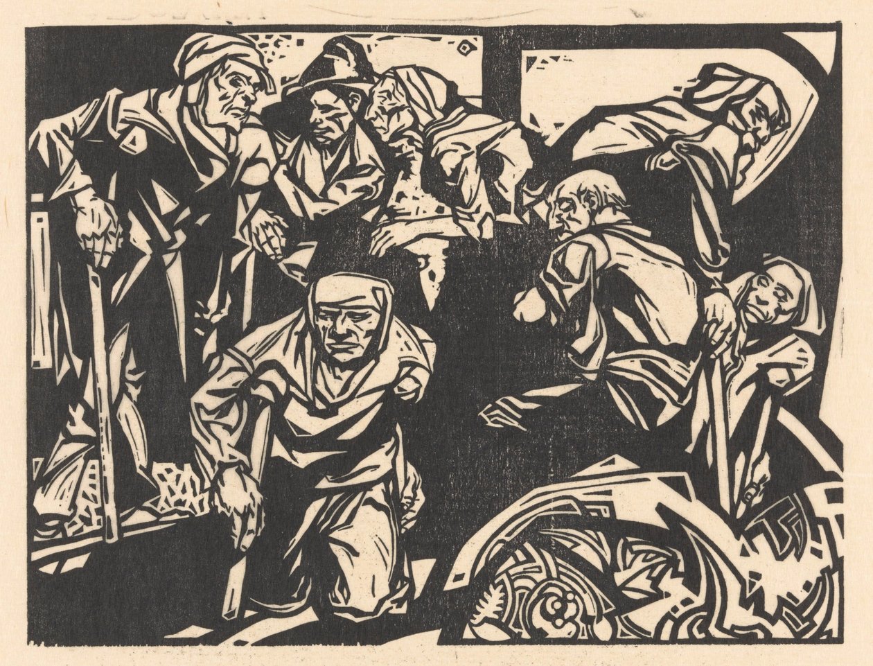 Homens com muletas de Johannes Josephus Aarts