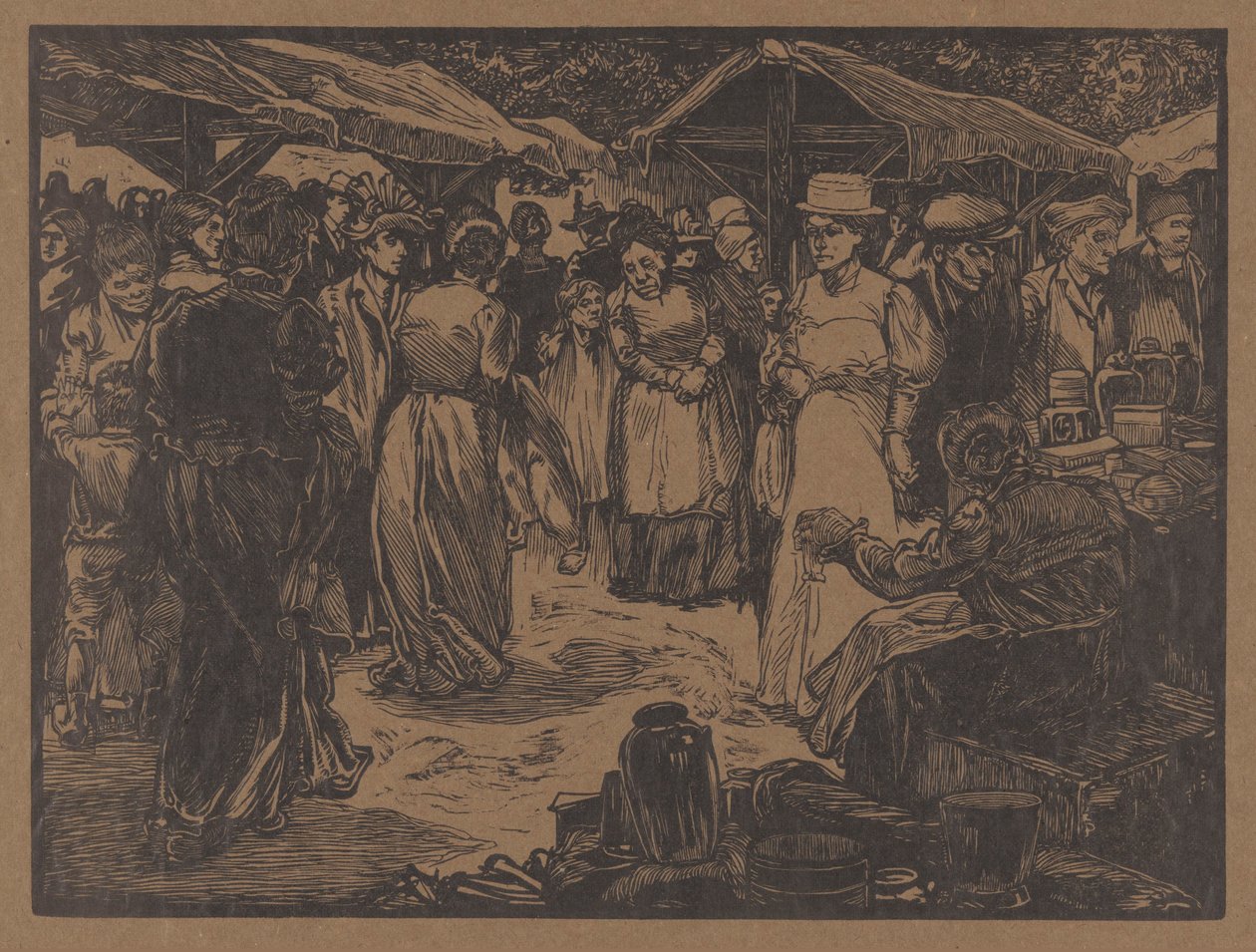 Cena do mercado com homens e mulheres de Johannes Josephus Aarts