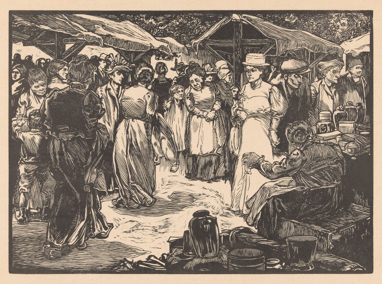 Cena do mercado com homens e mulheres de Johannes Josephus Aarts