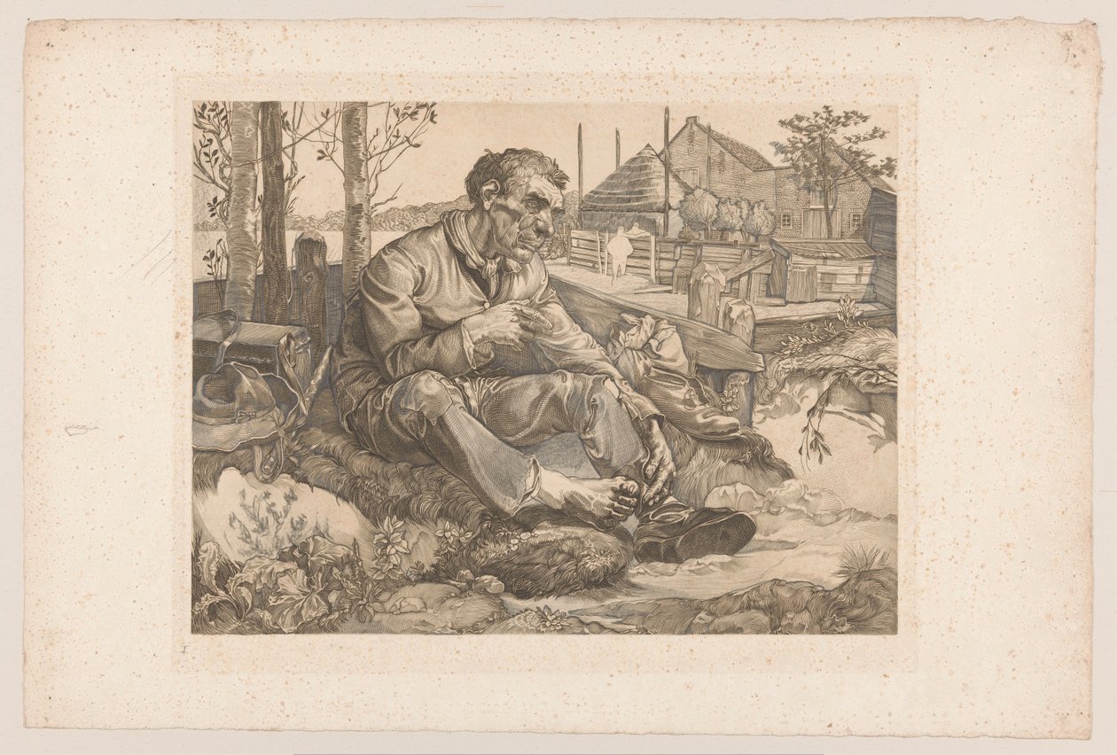 Homem descansando na fazenda de Johannes Josephus Aarts