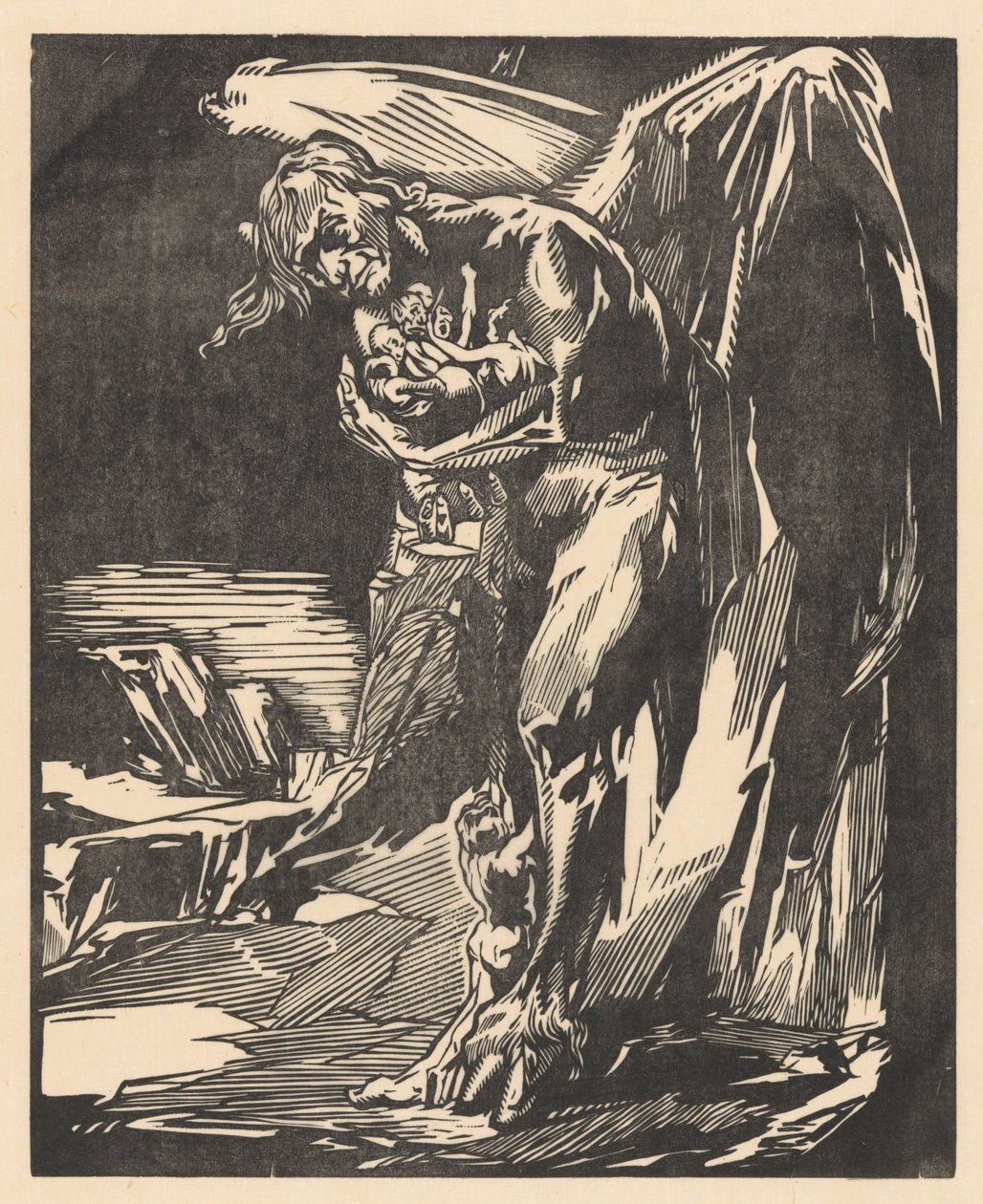 Satanás com figuras em seus braços de Johannes Josephus Aarts