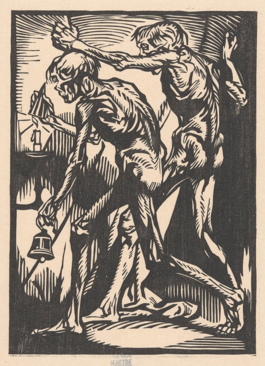 Duas figuras masculinas nuas com campainha e cobertura de velas de Johannes Josephus Aarts