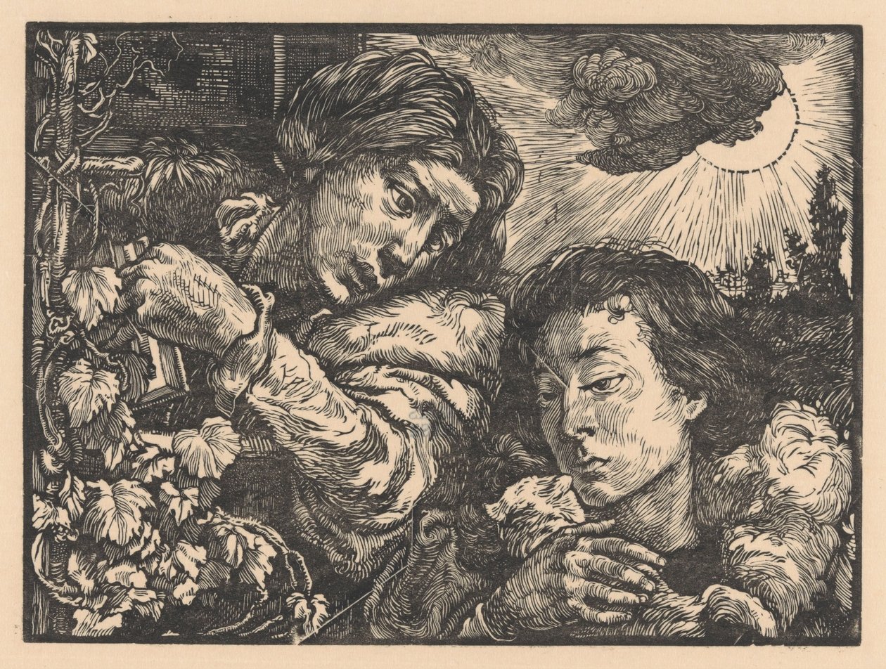 Duas mulheres em uma videira de Johannes Josephus Aarts
