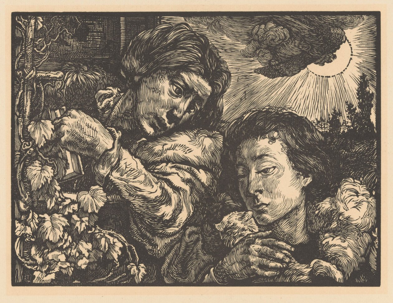 Duas mulheres em uma videira de Johannes Josephus Aarts
