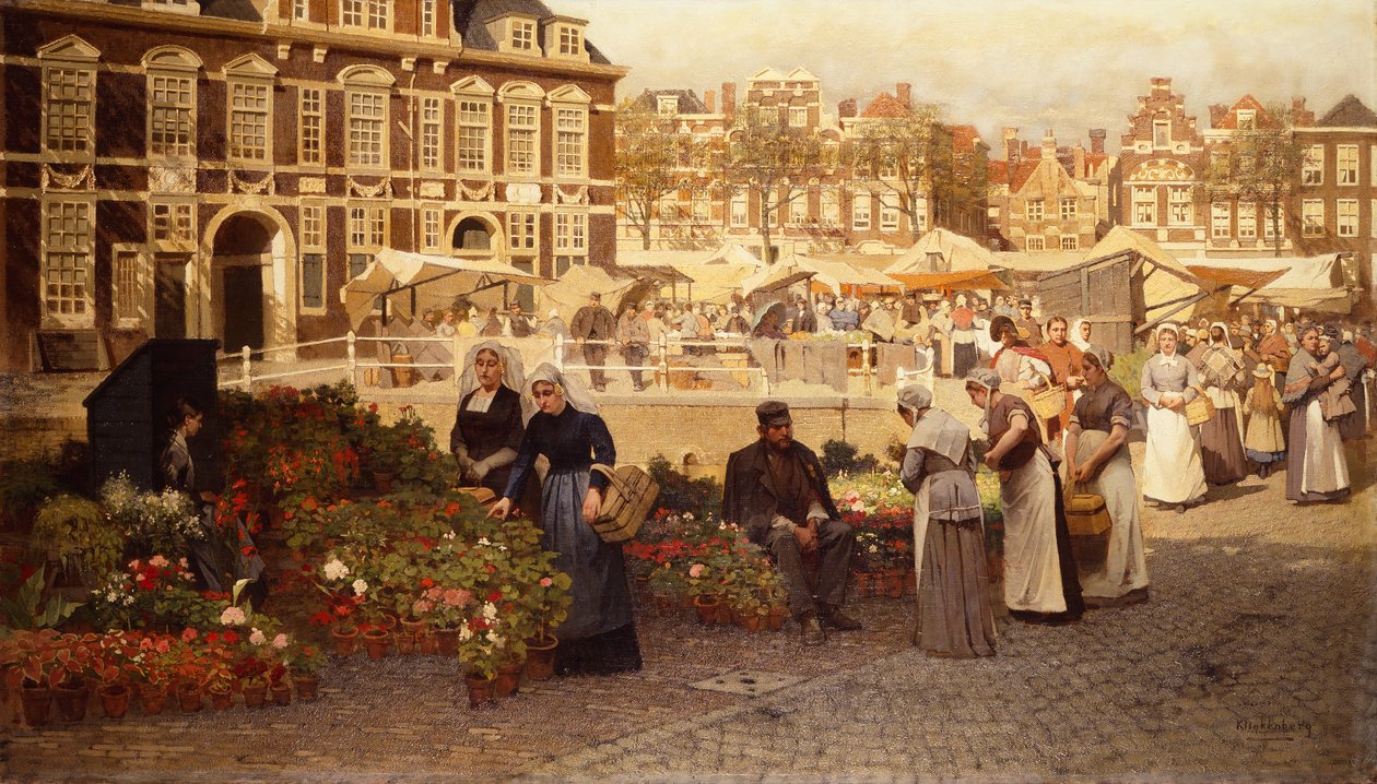 Mercado de flores em Haia de Johannes Karel Christian Klinkenberg