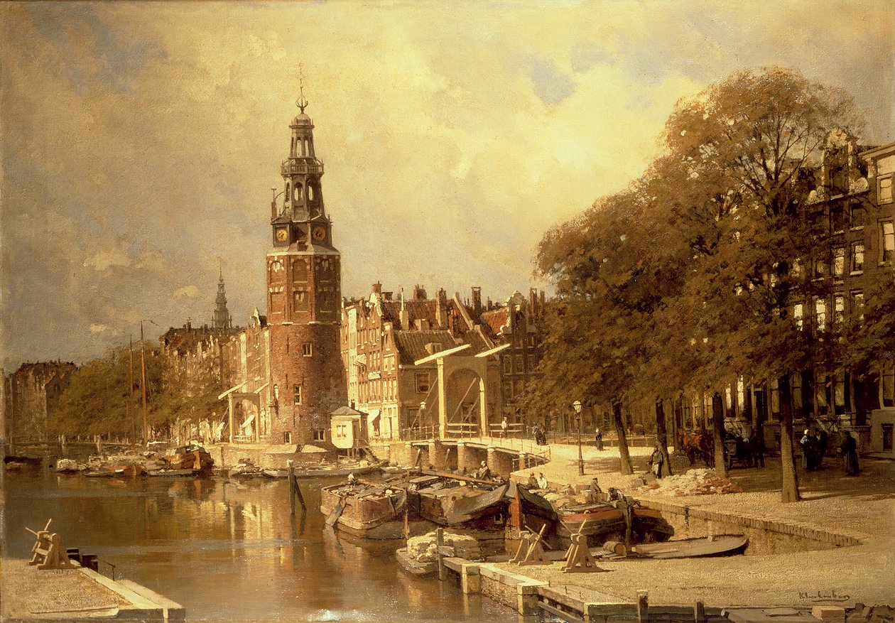 Vista do mercado de Kalk, Amsterdã de Johannes Karel Christian Klinkenberg