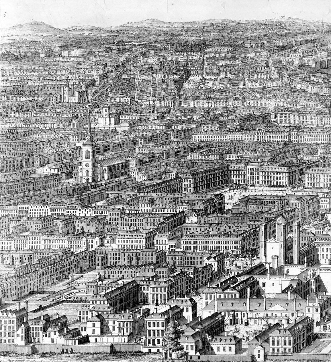 Uma perspectiva da cidade de Londres, 1710 de Johannes Kip
