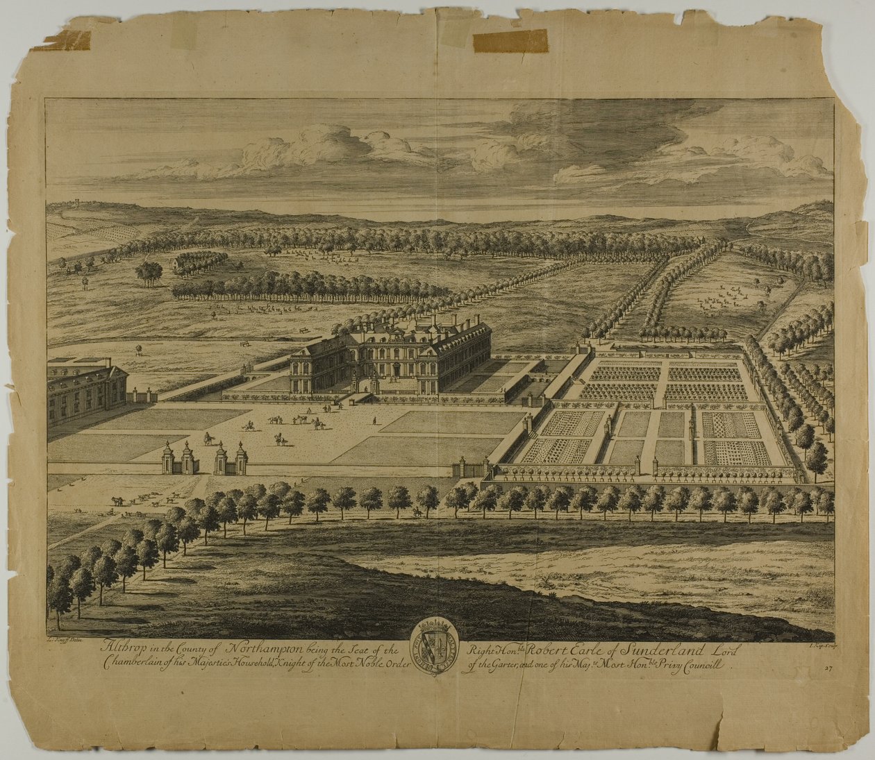 Althrop no condado de Northampton, placa 27 de Britannia Illustrata de Johannes Kip