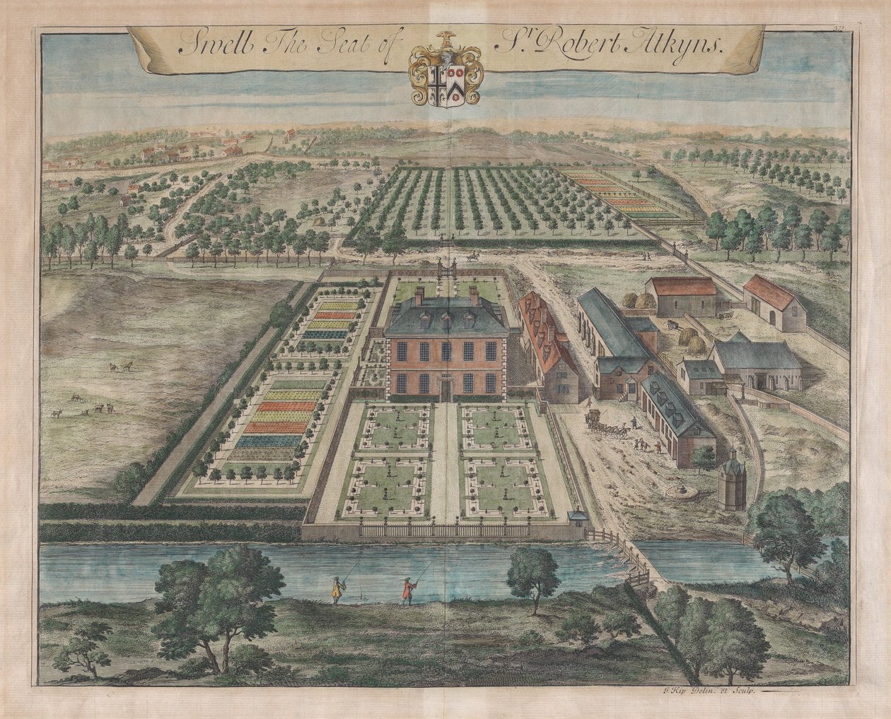 Swell, The Seat of Sir Robert Atkyns, [1712] reeditado em 1768. de Johannes Kip