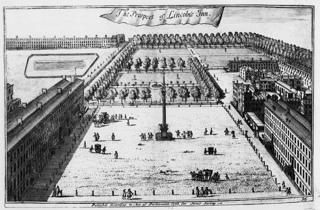 A perspectiva de Lincolns Inn, 1720 de Johannes Kip