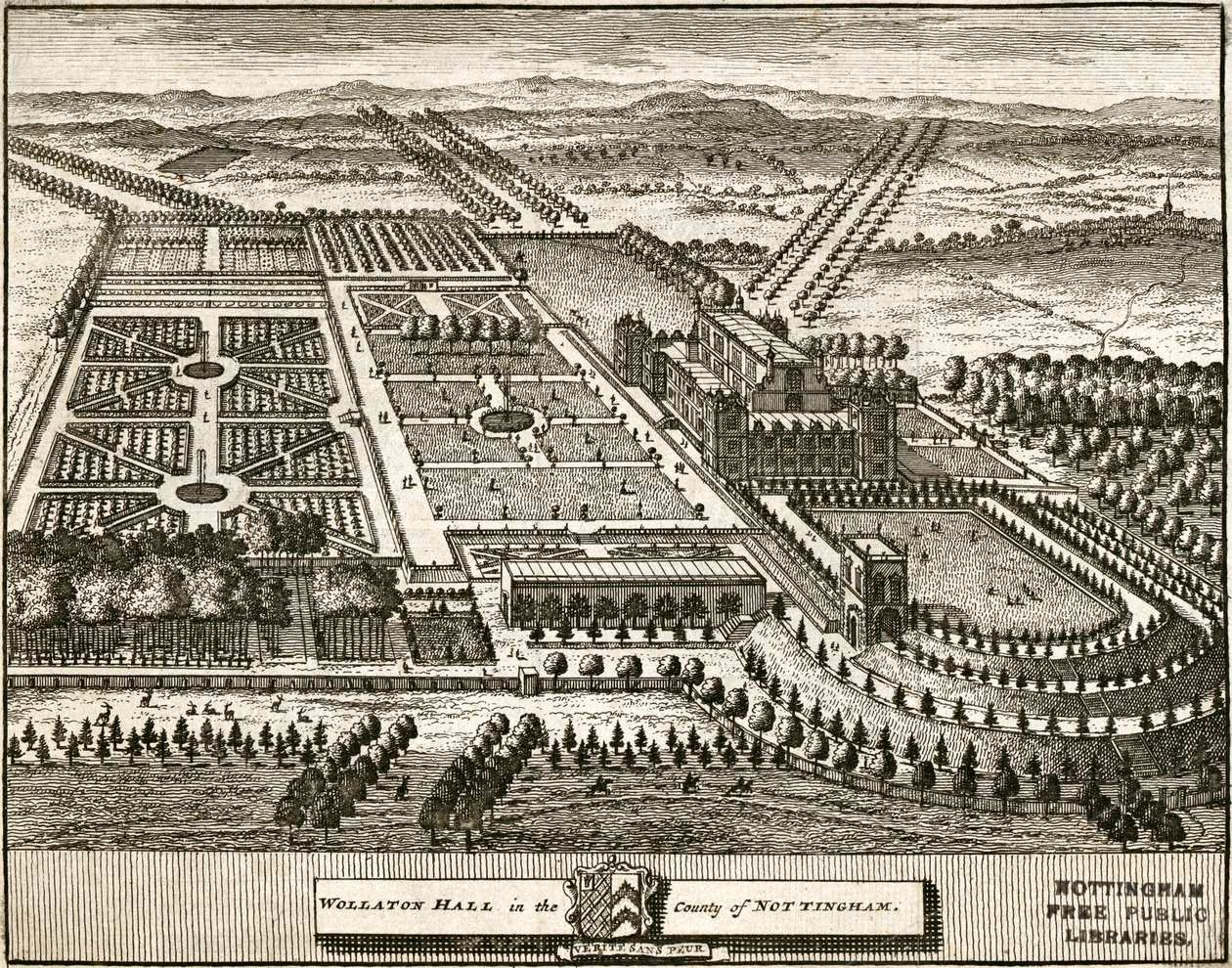 Wollaton Hall e Park Nottingham, Nottinghamshire, c1707 de Johannes Kip
