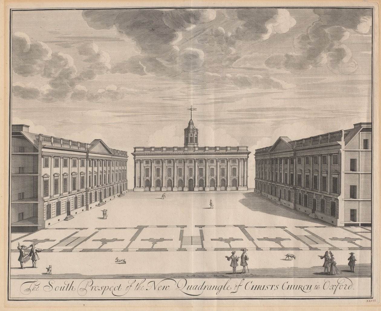 O Prospecto Sul do Novo Quadrangle of Christ Church em Oxford de Johannes Kip after Leendert Knijff