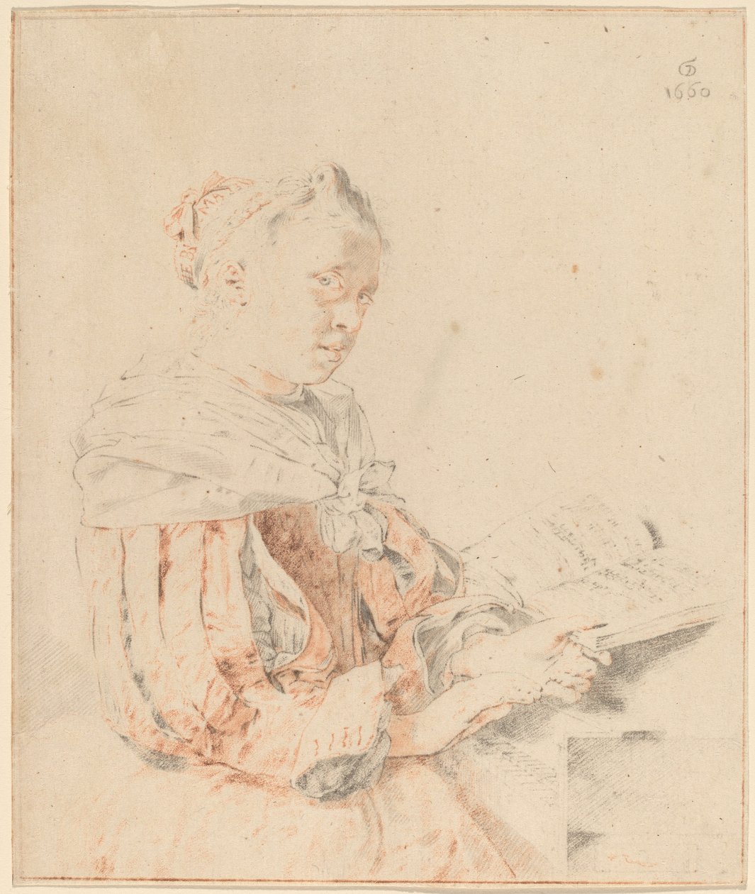 Jovem rapariga no Keyboard, 1767. de Johannes Kornlein