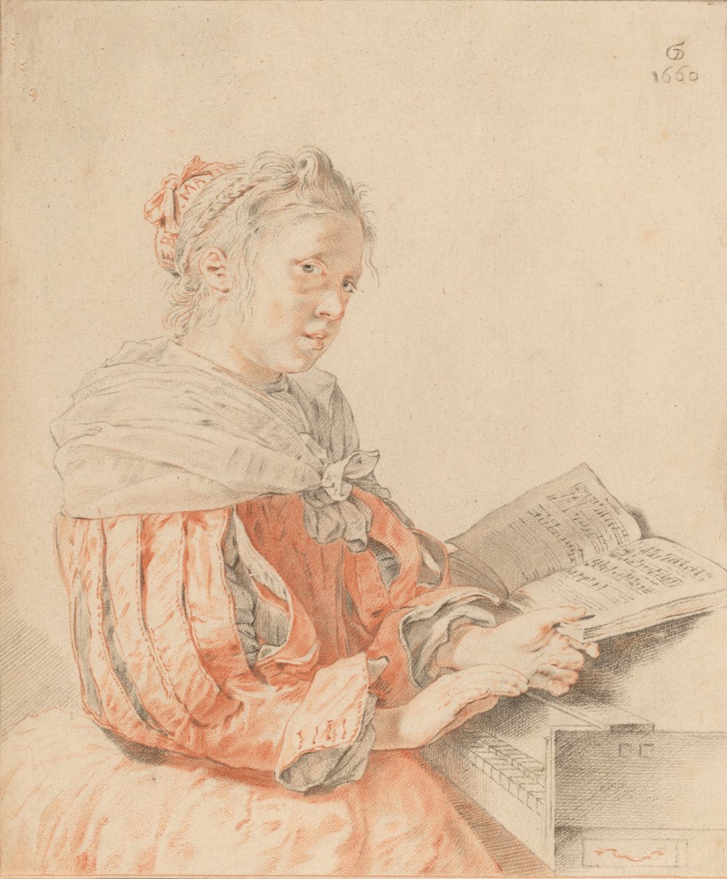 Jovem rapariga no Keyboard, 1767. de Johannes Kornlein