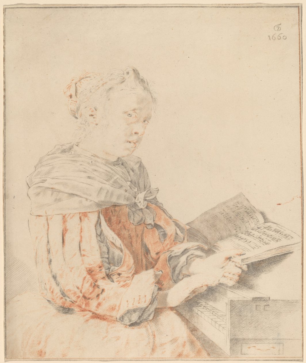 Moça no teclado, 1767. de Johannes Kornlein