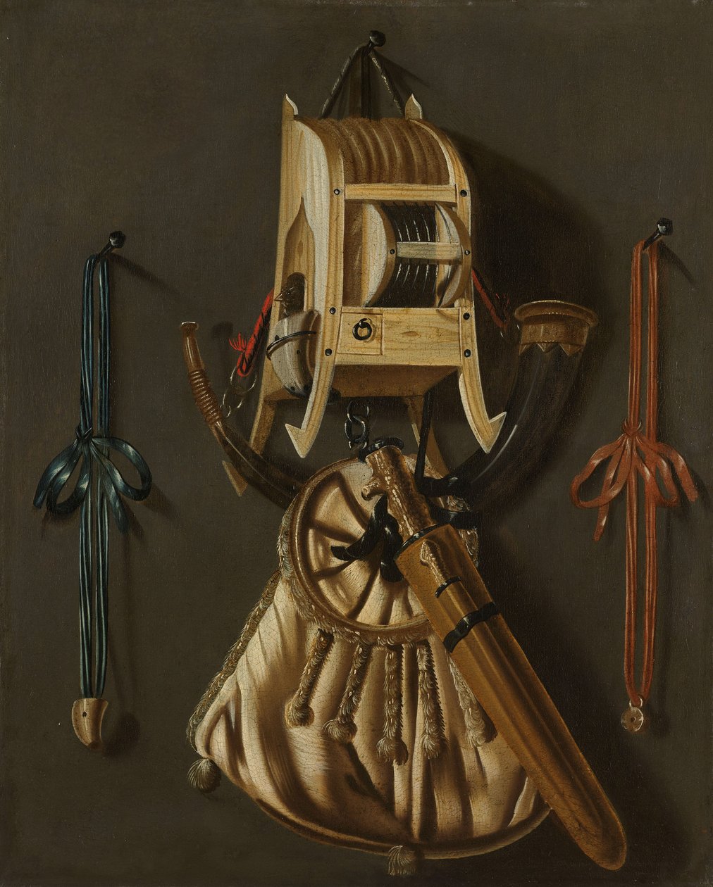Natureza morta com utensílios de caça de Johannes Leemans