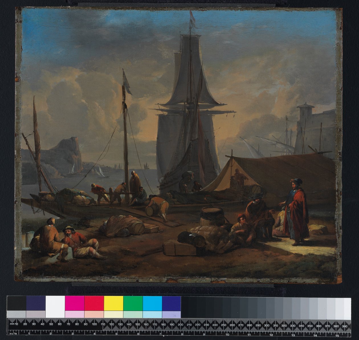 Uma cena portuária, antes de 1674 de Johannes Lingelbach