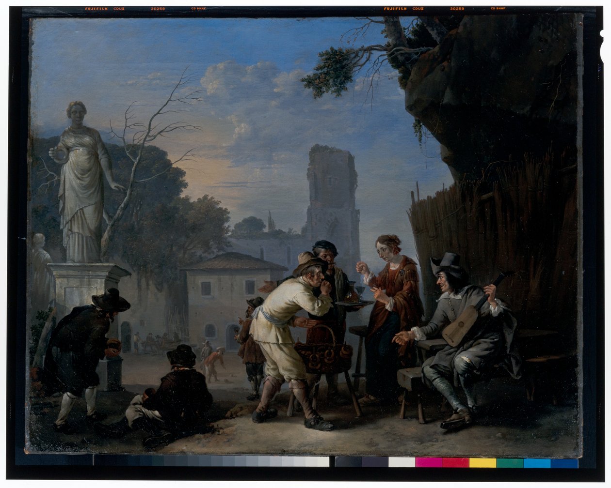 Uma taberna numa praça de Johannes Lingelbach