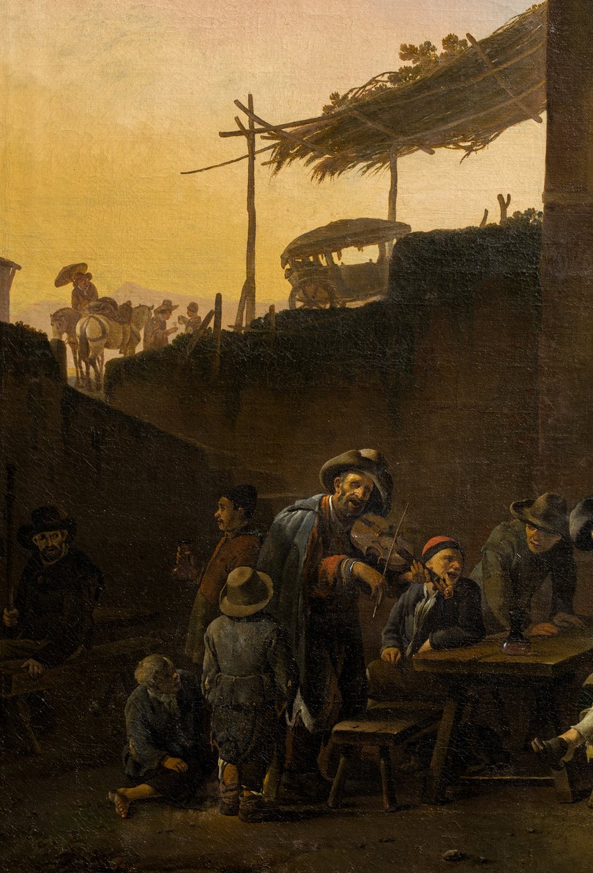 Bebedores em frente a uma estalagem italiana de Johannes Lingelbach