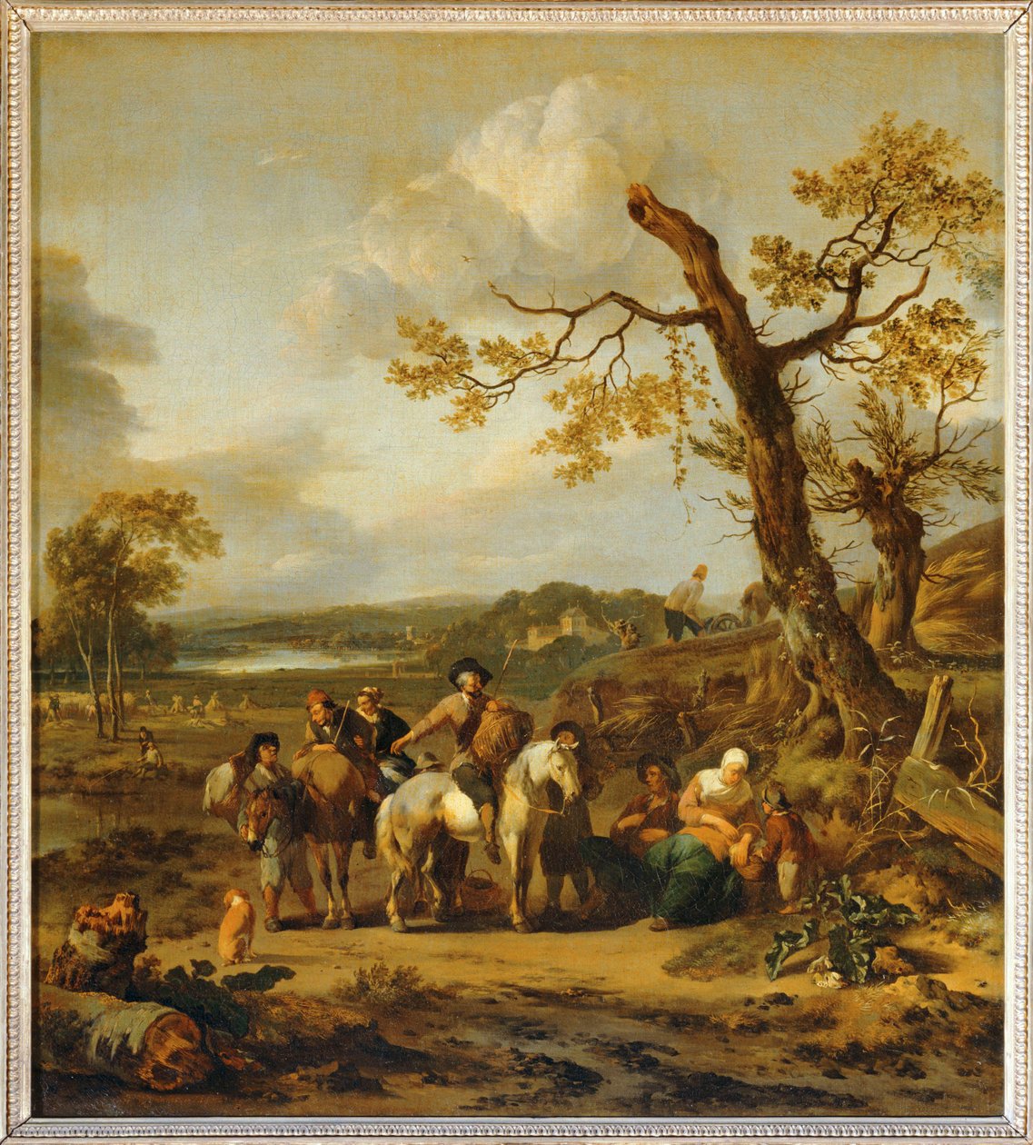 Halte de paysans allant au marche - Agricultores descansam a caminho do mercado ... de Johannes Lingelbach